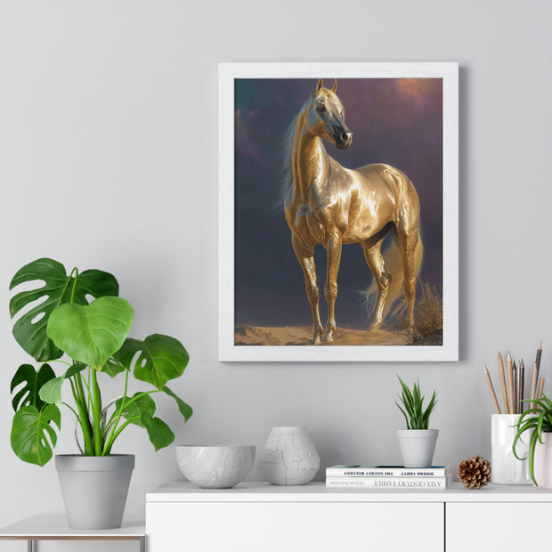 Elegant Horse Vertical Framed Poster, Equine Art, Horse Lover Gift, Home Decor, Equestrian Wall Art, Nature Inspired Décor