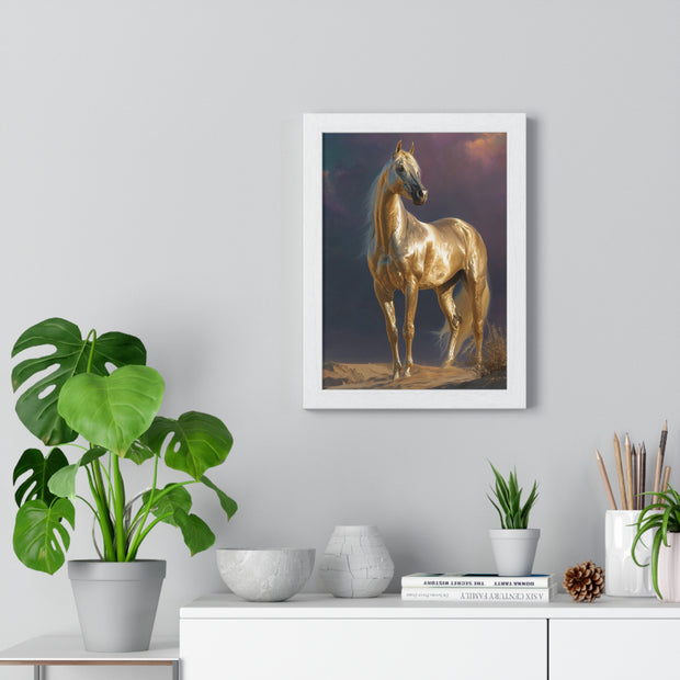 Elegant Horse Vertical Framed Poster, Equine Art, Horse Lover Gift, Home Decor, Equestrian Wall Art, Nature Inspired Décor