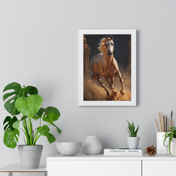 Stunning Horse Vertical Framed Poster, Home Décor, Equestrian Art, Gift for Horse Lovers, Inspirational Wall Art, Rustic Interior