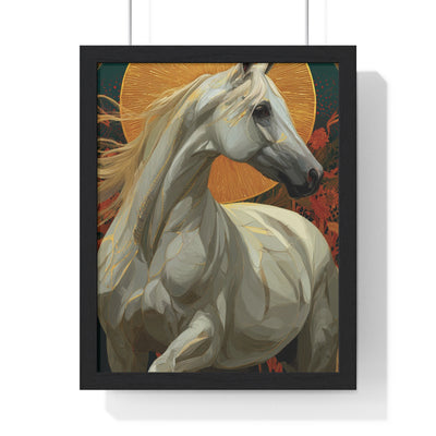 Majestic Horse Vertical Framed Poster, Equine Art, Animal Lover Decor, Gift for Horse Lovers, Home Wall Art, Rustic Farmhouse Style