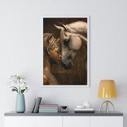 Horse and Statue Framed Art Print, Nostalgic Wall Decor for Horse Lovers, Unique Gift for Home, Equestrian Art, Equine Themed Wall Art