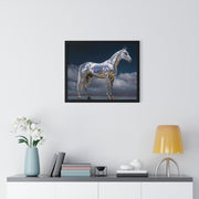Sleek Metallic Horse Poster, Wall Art, Equine Decor, Animal Lover Gift, Modern Home Decoration, Unique Framed Art