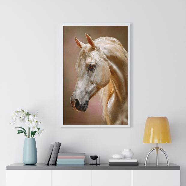 Elegant Horse Portrait Framed Poster, Equine Art Print, Horse Lover Decor, Animal Wall Art, Gift for Equestrian Enthusiasts