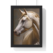 Elegant Horse Framed Art Print, White Horse Wall Decor, Equine Decor, Animal Lover Gift, Rustic Home Wall Art