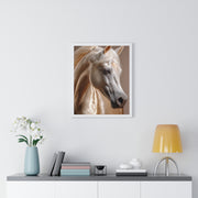 Majestic White Horse Art Print | Vertical Framed Poster for Home Decor, Horse Lover Gift, Equestrian Wall Art, Animal Themed Room