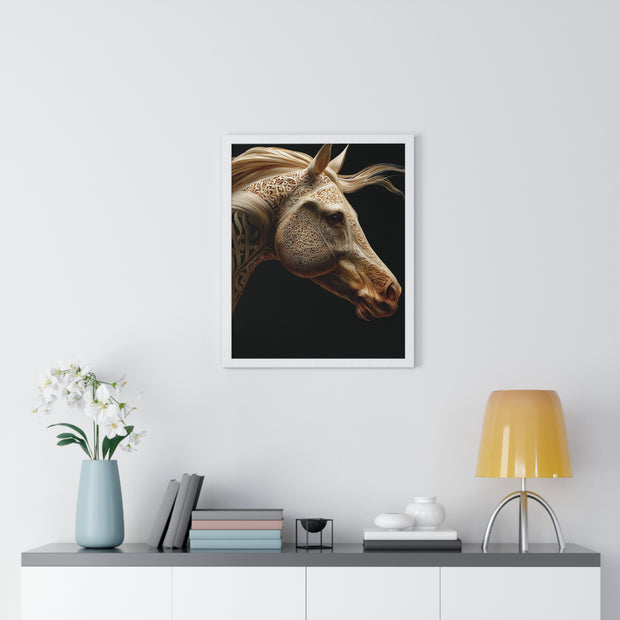 Elegant Horse Framed Art Print, Equine Wall Decor, Horse Lover Gift, Home Decor, Animal Artwork, Equestrian Style