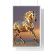Golden Horse Framed Art Print, Equine Wall Decor, Horse Lover Gift, Equestrian Decor, Animal Home Art, Rustic Farmhouse Wall Art