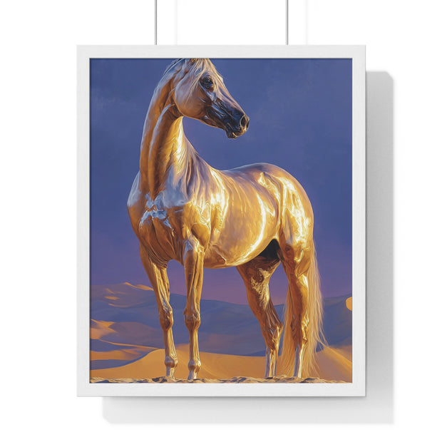 Golden Horse Framed Art Print, Equine Wall Decor, Animal Lover Gift, Nature Artwork, Equestrian Home Decor