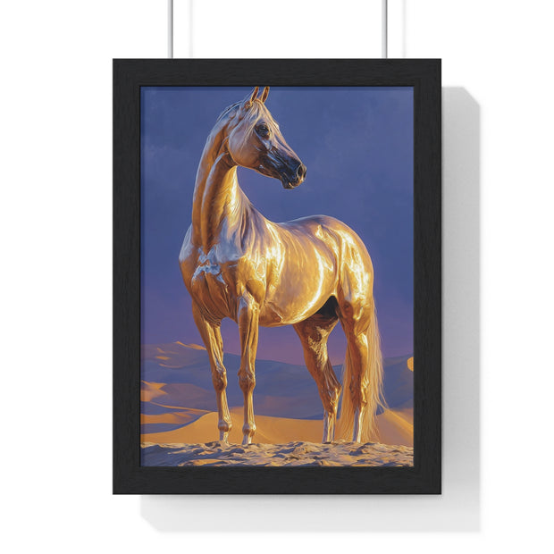 Golden Horse Framed Art Print, Equine Wall Decor, Animal Lover Gift, Nature Artwork, Equestrian Home Decor