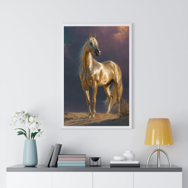Elegant Horse Vertical Framed Poster, Equine Art, Horse Lover Gift, Home Decor, Equestrian Wall Art, Nature Inspired Décor