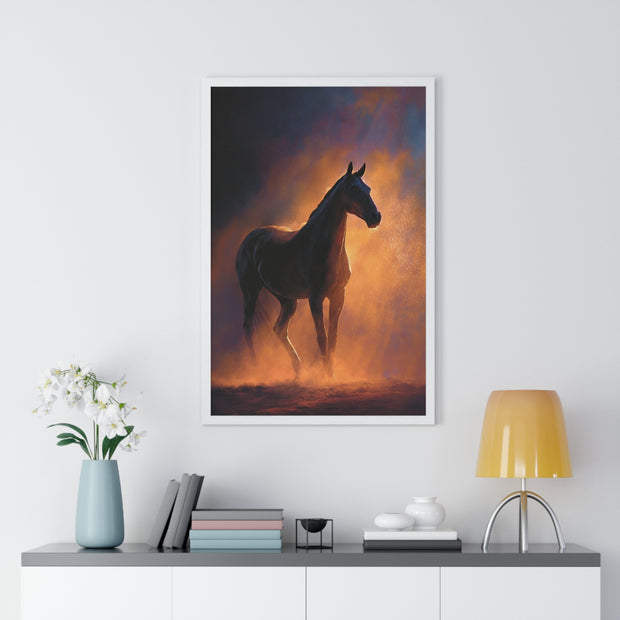 Majestic Horse Vertical Framed Poster - Art Print, Equine Decor, Horse Lover Gift, Home Wall Art, Office Decoration