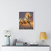 Golden Horse Framed Art Print, Equine Wall Decor, Horse Lover Gift, Equestrian Decor, Animal Home Art, Rustic Farmhouse Wall Art