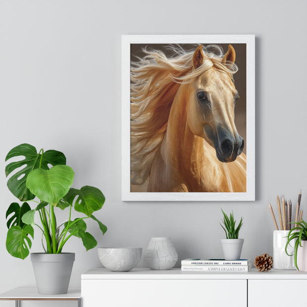 Majestic Horse Art Print - Vertical Framed Poster, Elegant Horse Decor, Nature Wall Art, Animal Lovers Gift, Home & Office Decoration
