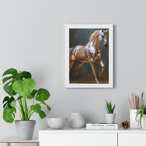 Elegant Horse Art Print, Vertical Framed Poster, Equine Wall Decor, Horse Lover Gift, Home Office Decoration, Animal Art