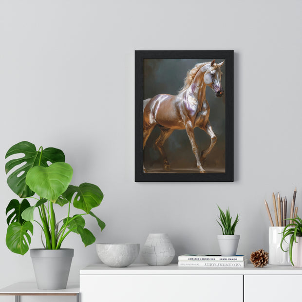 Elegant Horse Art Print, Vertical Framed Poster, Equine Wall Decor, Horse Lover Gift, Home Office Decoration, Animal Art