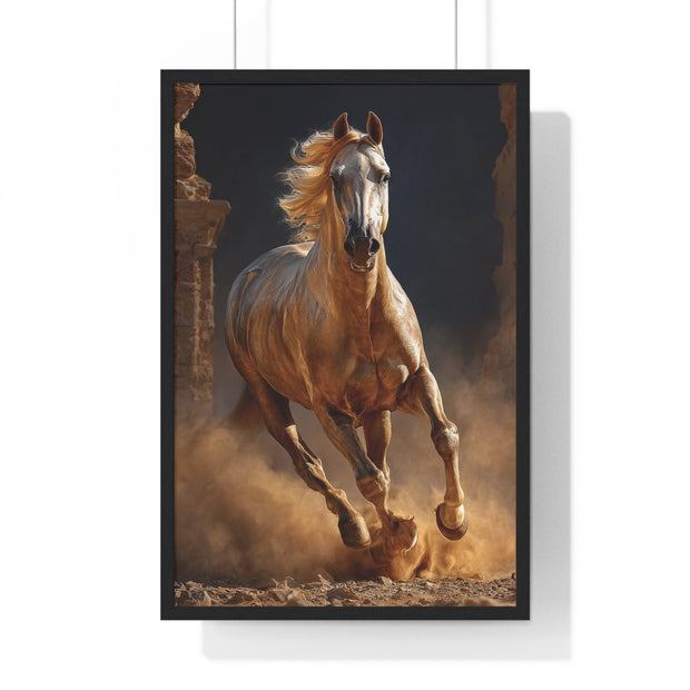 Stunning Horse Vertical Framed Poster, Home Décor, Equestrian Art, Gift for Horse Lovers, Inspirational Wall Art, Rustic Interior