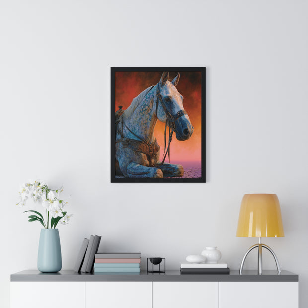 Elegant Horse Vertical Framed Poster - Art Print for Horse Lovers, Home Decor, Gift, Animal Wall Art, Nature Enthusiasts
