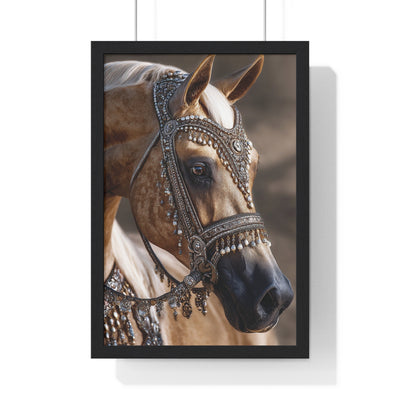Elegant Horse Portrait Framed Poster, Equine Art Print, Home Decor, Gift for Horse Lovers, Wall Art for Equestrian Decor