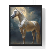 Majestic Horse Vertical Framed Poster | Equestrian Art Decor | Perfect Gift for Horse Lovers | Moonlit Wall Art | Home Office Decoration