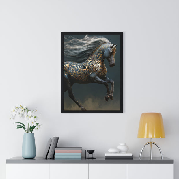 Elegant Horse Art Print, Vertical Framed Poster, Equine Decor, Home Wall Art, Gift for Horse Lovers, Contemporary Art