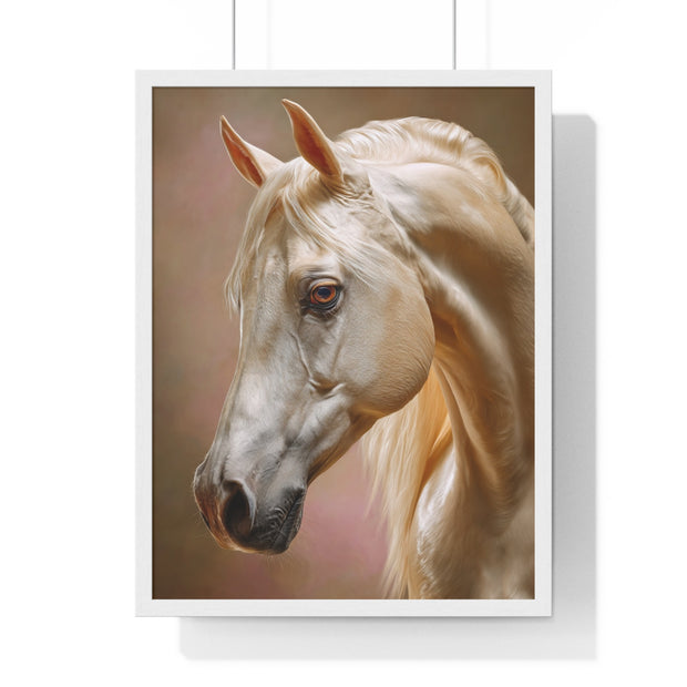 Elegant Horse Portrait Framed Poster, Equine Art Print, Horse Lover Decor, Animal Wall Art, Gift for Equestrian Enthusiasts
