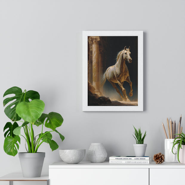 Elegant Horse Wall Art, Vertical Framed Poster, Equine Home Decor, Animal Art Print, Rustic Living Room Decoration