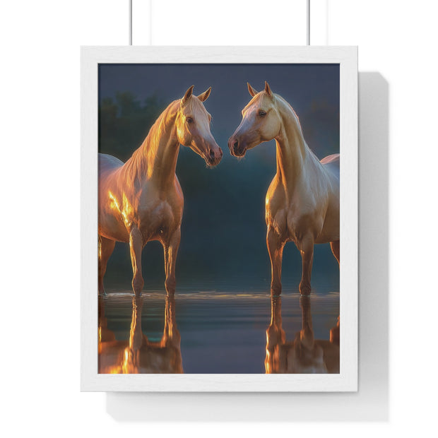Elegant Horse Framed Poster, Horse Lover Art, Nature Wall Decor, Equine Photography, Gift for Home, Equestrian Decor
