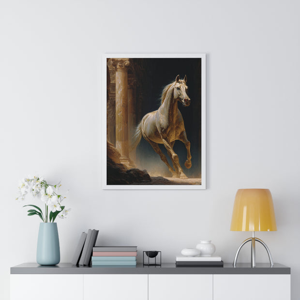 Elegant Horse Wall Art, Vertical Framed Poster, Equine Home Decor, Animal Art Print, Rustic Living Room Decoration