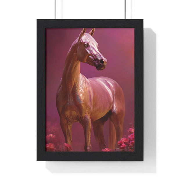 Elegant Horse Art Framed Poster, Equine Decor, Horse Lover Gift, Wall Art for Home, Unique Gift for Her, Animal Artwork