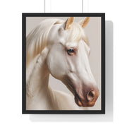 Elegant White Horse Art, Vertical Framed Poster, Horse Decor, Animal Lover Gift, Wall Art, Home Gallery Display