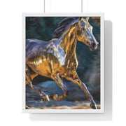Golden Horse Framed Poster, Equestrian Art, Animal Lover Gift, Home Decor, Wall Art, Gift for Horse Enthusiasts