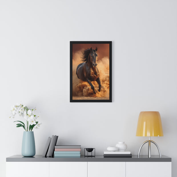 Galloping Wild Horse Framed Poster, Equine Wall Art, Nature Decor, Horse Lover Gift, Rustic Home Decor, Farmhouse Artwork