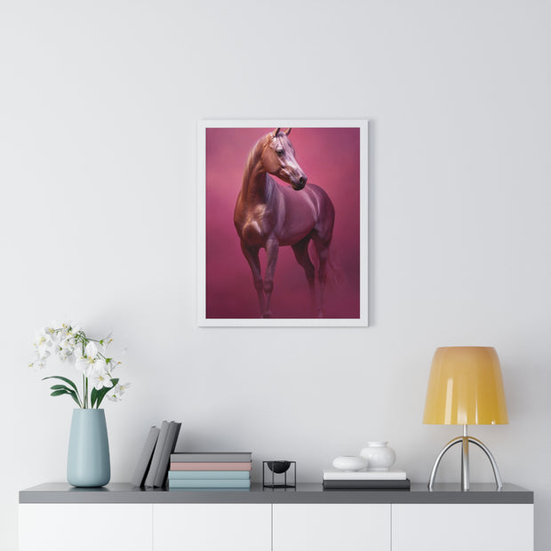 Elegant Horse Vertical Framed Poster, Farmhouse Decor, Animal Art Print, Gift for Horse Lovers, Equine Wall Art