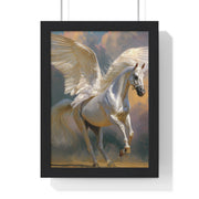 Majestic Pegasus Vertical Framed Poster | Wall Art, Home Decor, Equine Art, Gift for Horse Lovers, Fantasy Art