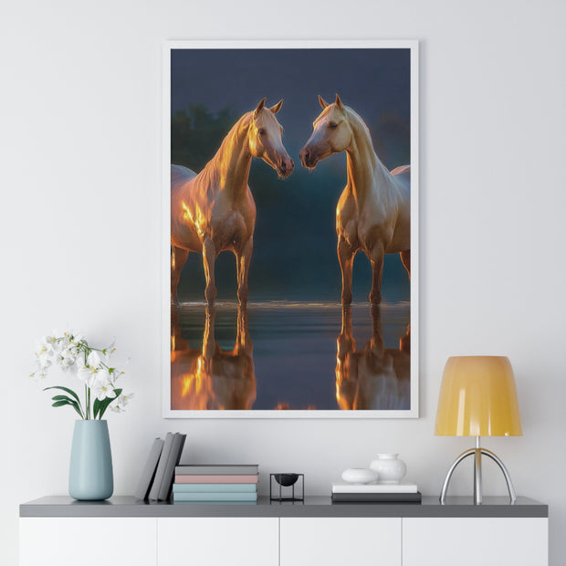 Elegant Horse Framed Poster, Horse Lover Art, Nature Wall Decor, Equine Photography, Gift for Home, Equestrian Decor