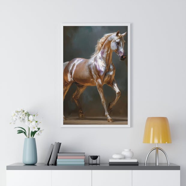 Elegant Horse Art Print, Vertical Framed Poster, Equine Wall Decor, Horse Lover Gift, Home Office Decoration, Animal Art