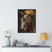 Elegant Horse Framed Art Print | Gold Abstract Horse Wall Decor, Horse Lover Gift, Rustic Home Decor, Equine Print