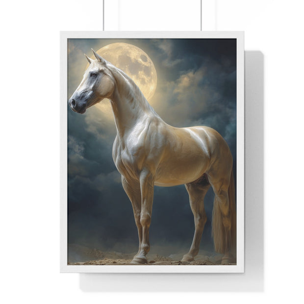 Majestic Horse Vertical Framed Poster | Equestrian Art Decor | Perfect Gift for Horse Lovers | Moonlit Wall Art | Home Office Decoration