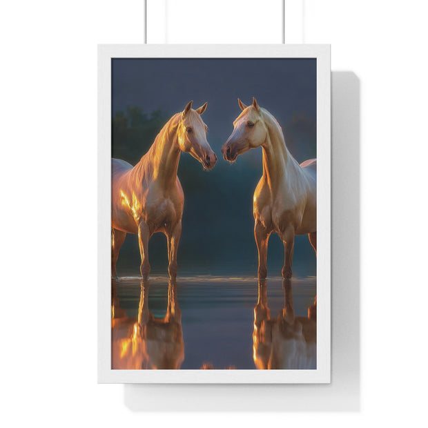 Elegant Horse Framed Poster, Horse Lover Art, Nature Wall Decor, Equine Photography, Gift for Home, Equestrian Decor