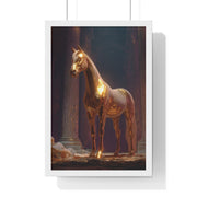 Elegant Gold Horse Vertical Framed Poster, Home Decor, Fine Art Print, Wall Art, Modern Decor, Gift for Horse Lovers