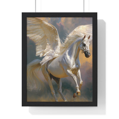 Majestic Pegasus Vertical Framed Poster | Wall Art, Home Decor, Equine Art, Gift for Horse Lovers, Fantasy Art