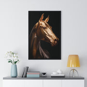 Golden Horse Vertical Framed Poster, Elegant Wall Art, Horse Lover Gift, Modern Home Decor, Animal Art Print