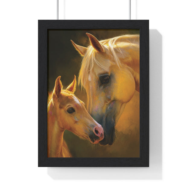 Heartfelt Horse Family Art, Vertical Framed Poster, Equine Decor, Horse Lover Gift, Animal Wall Art, Nursery Art, Equestrian Home
