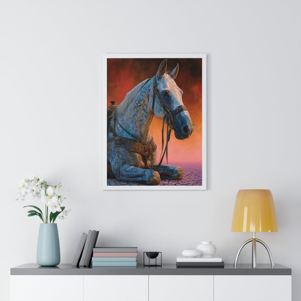 Elegant Horse Vertical Framed Poster - Art Print for Horse Lovers, Home Decor, Gift, Animal Wall Art, Nature Enthusiasts