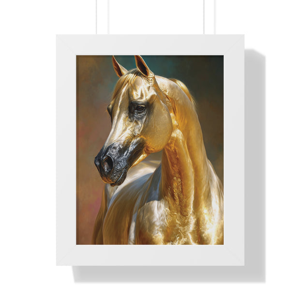Golden Horse Framed Vertical Poster, Equestrian Decor, Horse Lover Gift, Farmhouse Wall Art, Animal Prints