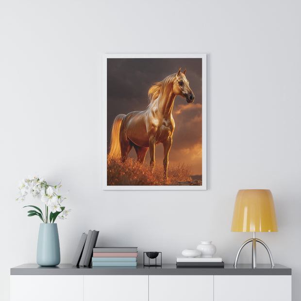 Majestic Horse Vertical Framed Poster | Equestrian Art | Home Decor | Art Print for Horse Lovers | Gift for Animal Enthusiasts