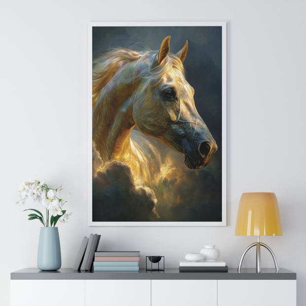 Majestic Horse Vertical Framed Poster, Equine Art, Home Decor, Gift for Horse Lovers, Animal Lovers Wall Art