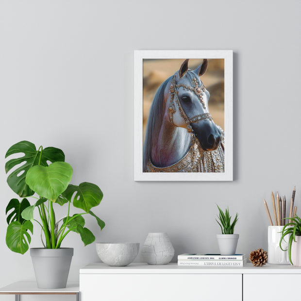 Elegant Horse Framed Art Print, Equine Wall Decor, Horse Lover Gift, Bohemian Home Decor, Nature-Inspired Wall Art