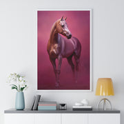 Elegant Horse Vertical Framed Poster, Farmhouse Decor, Animal Art Print, Gift for Horse Lovers, Equine Wall Art