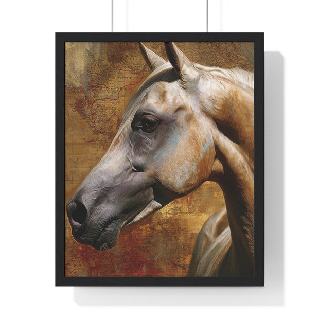 Majestic Horse Vertical Framed Poster | Equine Wall Art, Horse Lover Gift, Rustic Home Decor, Equestrian Art, Animal Print